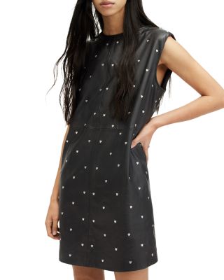all saints black leather dress Black Off Shoulder Long Sleeve Scrunch Butt Open Back Midi Dress – Hot  Miami Styles main image 1