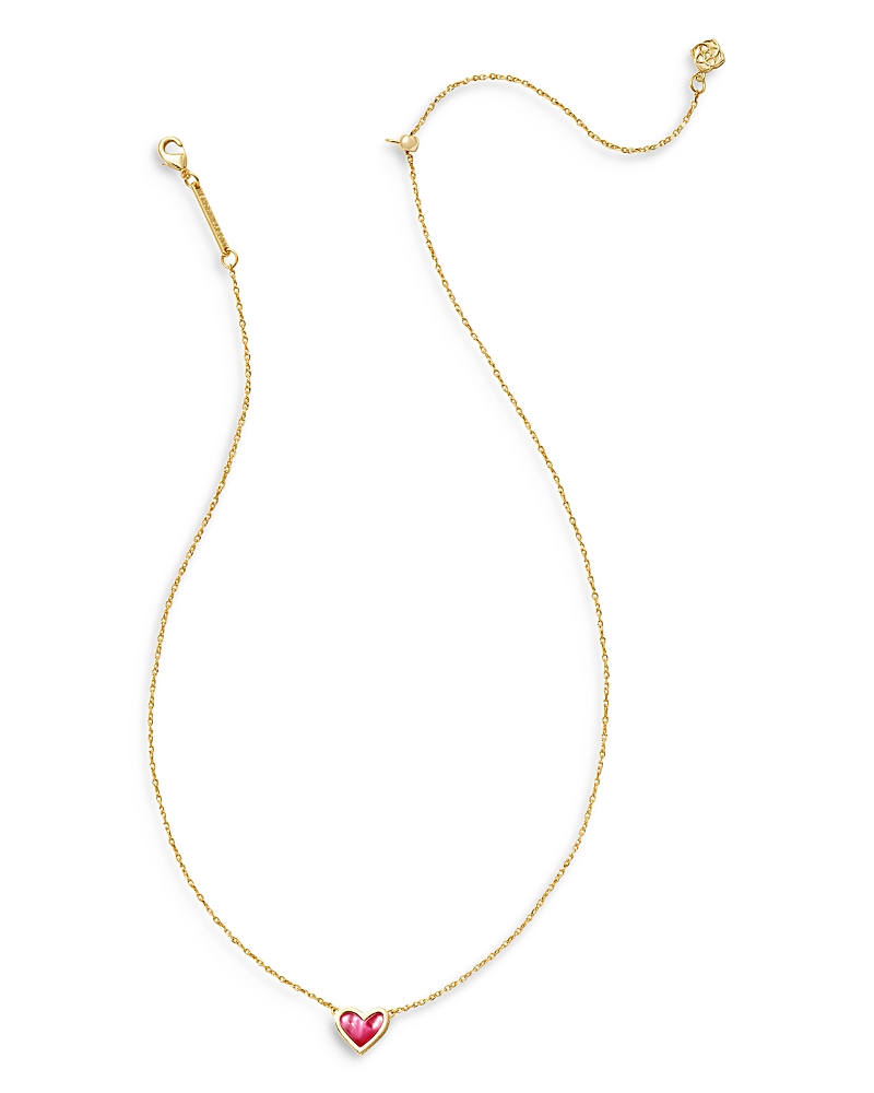 Kendra Scott Gold-tone Framed Ari Heart Short Pendant 19" Necklace In Gold/azalea Illusion