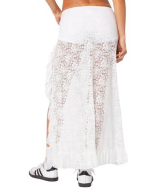 Ruffled Sheer Lace Maxi Skort