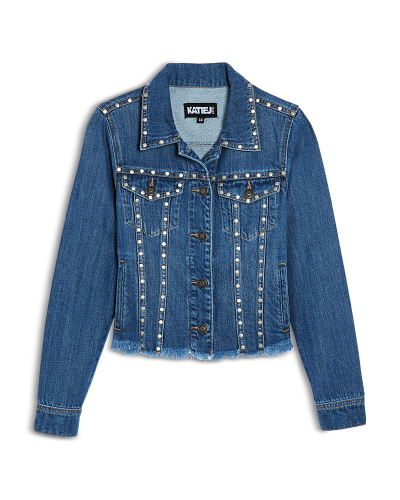 Shop Katiejnyc Girls' Hampton Studded Jacket - Big Kid In Mid Wash