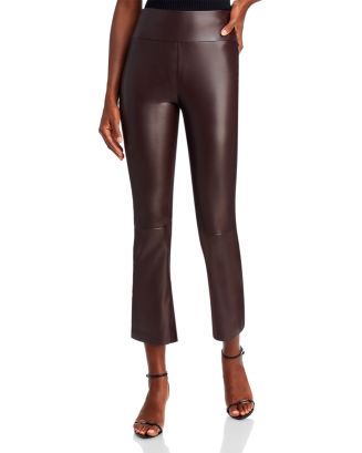 Metallic Faux Leather Flare Leg Pants