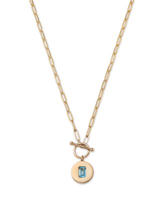 Bloomingdale's Fine Collection - 14K Yellow Gold Blue Topaz Disc Pendant Necklace, 16"