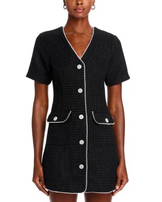 Tweed Lace Trim Short Sleeve Dress - Exclusive