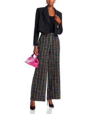 ブルレア　Bluelea embroidery tweed pants Tweed trousers with chain belt Blue For Women | Maje