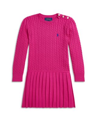 Ralph Lauren - Girls' Cotton Blend Mini Cable Knit Pleated Dress - Little Kid