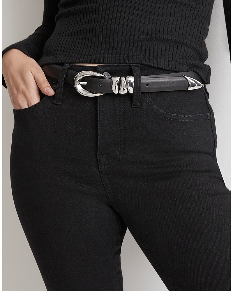 Shop Madewell Women's Triple Keeper Belt In Black/silver
