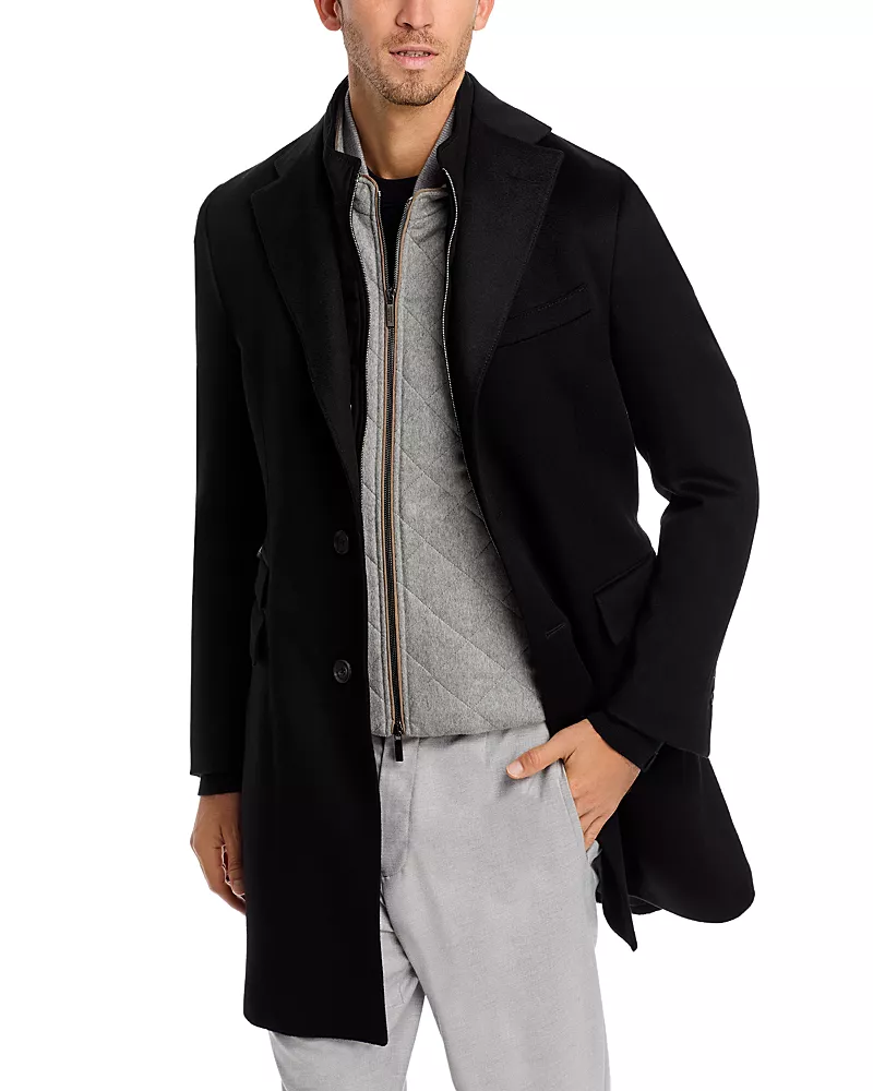 Corneliani Wool Topcoat with Zip Out Microsuede Bib