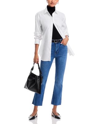 Le High Straight High Rise Raw Hem Jeans in Mermaid