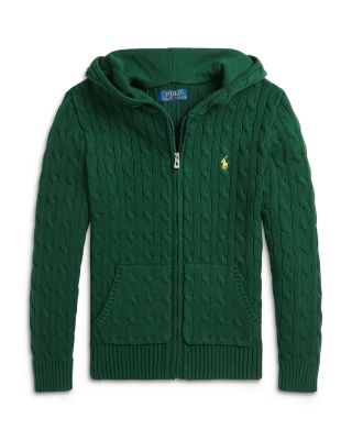 Ralph Lauren - Boys' Cable Cotton Hooded Full Zip Sweater - Little Kid, Big Kid