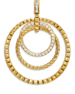 Crossover Trio Drop Earrings in 18K Yellow Gold with Diamonds, 35mm