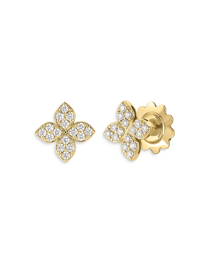 Roberto Coin 18k Yellow Gold Love In Verona Diamond Flower Stud Earrings In Gold