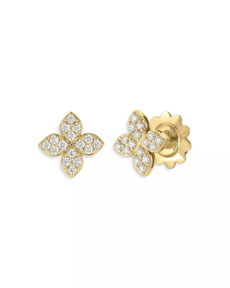 Roberto Coin 18K Yellow Gold Love in Verona Diamond Flower Stud Earrings