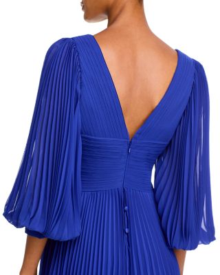 Chiffon Pleated V Neck Gown