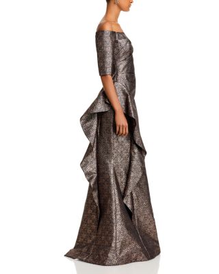 Jacquard Off The Shoulder Gown