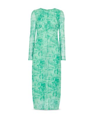 Brushwork Print Mesh Dress