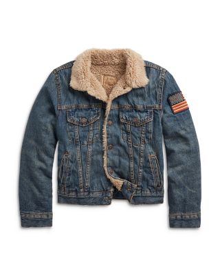 Boys' Teddy Fleece Lined Denim Trucker Jacket - Big Kid