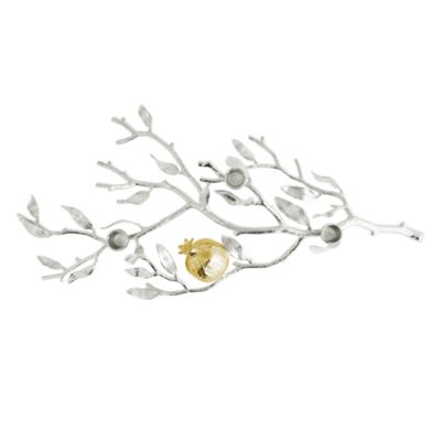 Pomegranate Silver and Gold Tone Low Candleholder
