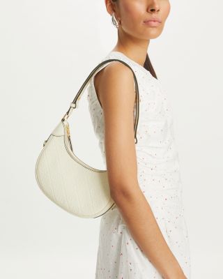 T Monogram Leather Crescent Bag