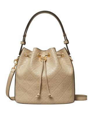 T Monogram Leather Bucket Bag