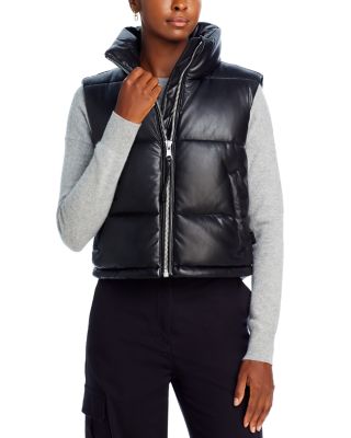 AQUA - Faux Leather Puffer Vest - Exclusive