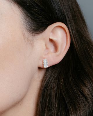  Iconic Lab-Grown Diamond Stud Earrings in 14K White Gold, 1.5ctw Baguette Lab Grown Diamonds