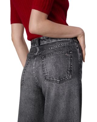 Miramar Sofie High Rise Wide Leg Cotton Terry Sweatpant Jeans in Washed Black