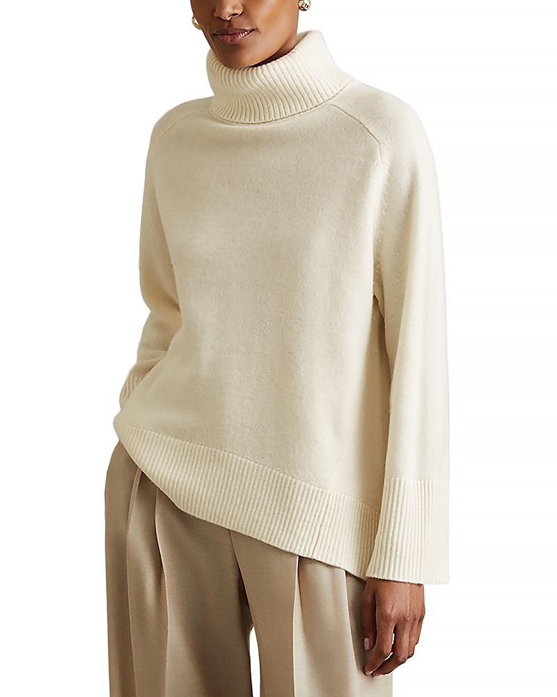 Reiss Wool-cashmere Roll-neck Jumper Roll Neck Wool In Cream