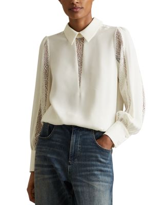 REISS - Renata Lace Sleeve Detail Blouse