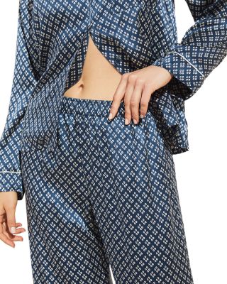 Inez Printed Washable Silk Long Pajama Set