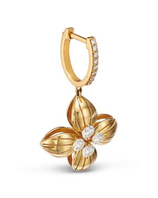 18K Yellow Gold Love in Verona Diamond Flower Drop Earrings - Exclusive