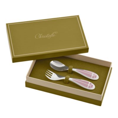 Talisman Silverplated, Rose Quartz Flatware Set for Baby (Fork and Spoon)