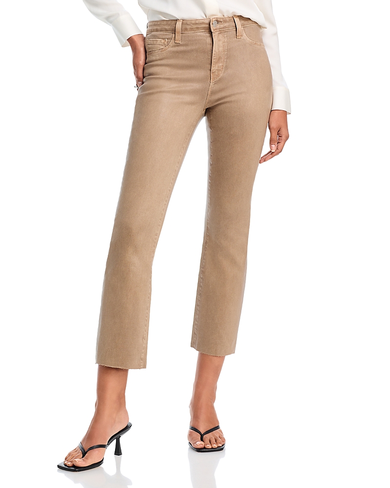 L'Agence Kendra High Rise Cropped Flared Jeans in Deep Mauve