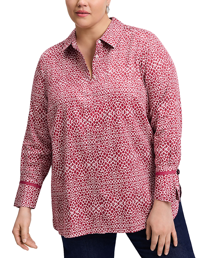 Foxcroft Plus Iris Sateen Shirt In Ruby Red
