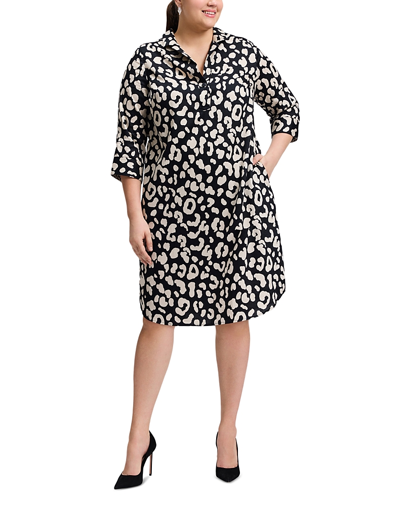 Foxcroft Plus Sloane Cheetah Print Dress In Silver Birch/black