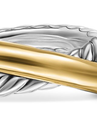 Crossover Two Row Ring in Sterling Silver with 14K Yellow Gold, 7.5mm