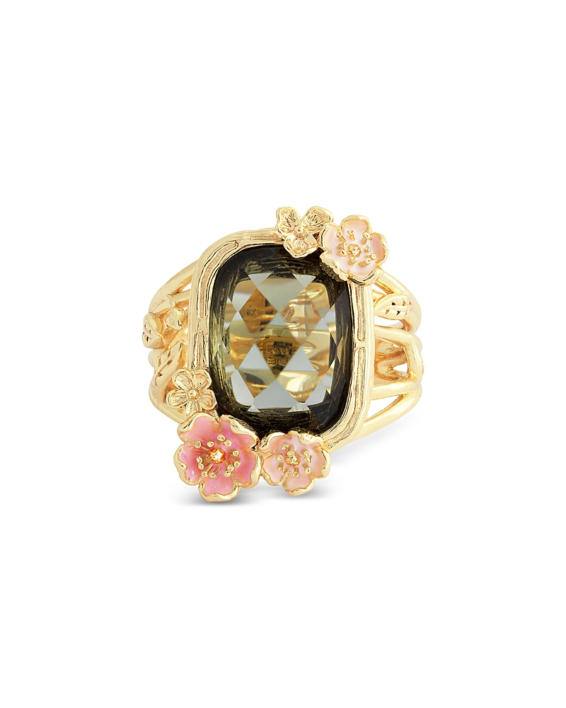 Anabel Aram Wildflower Stone Ring In Green/gold