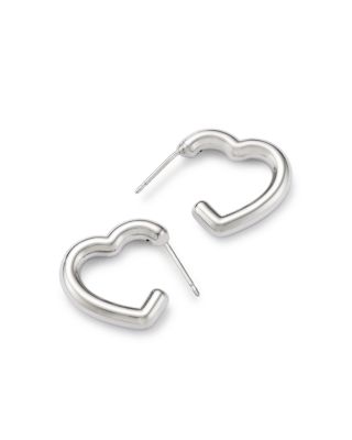 Open Heart J Hoop Earrings in Sterling Silver