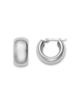 Polished Wide Huggie Hoop Earrings in Sterling Silver
