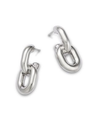 Bloomingdale's Fine Collection - Polished Oval Double Link Drop Earrings in Sterling Silver