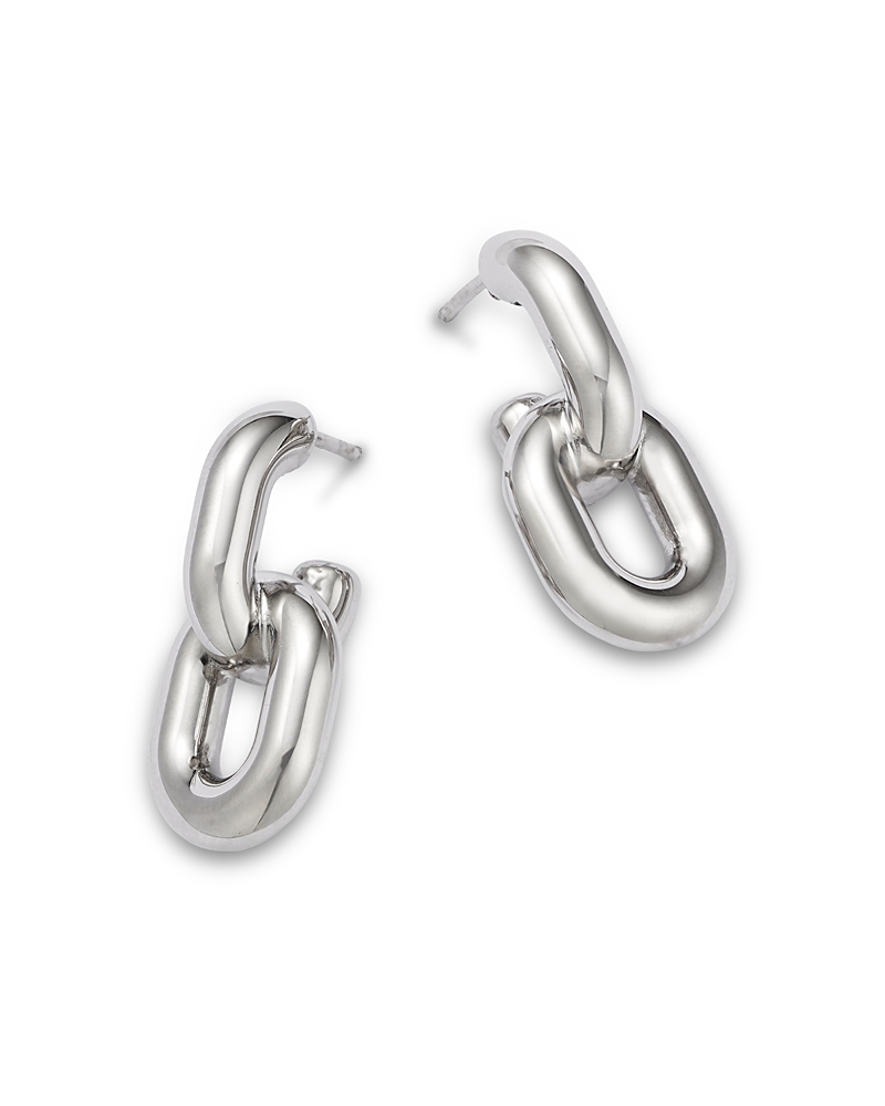 Bloomingdale's Fine Collection Polished Oval Double Link Drop Earrings in Sterling Silver