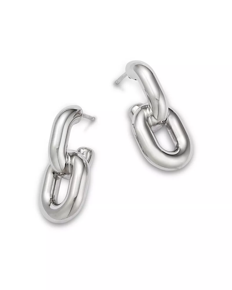 Bloomingdale's Fine Collection Polished Oval Double Link Drop Earrings in Sterling Silver