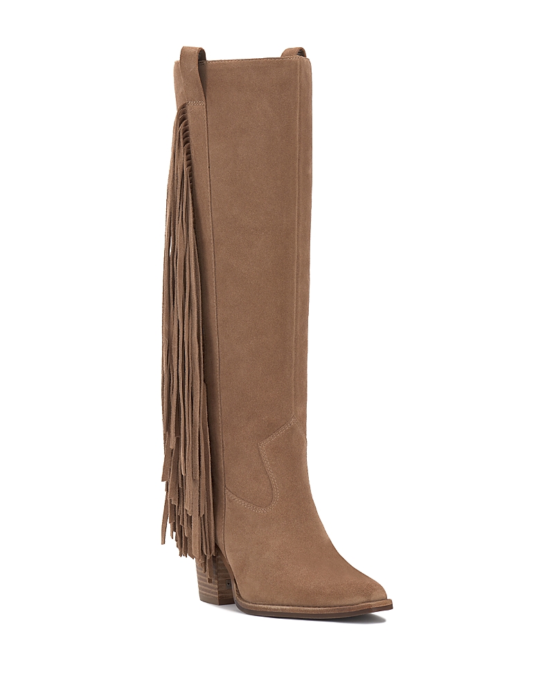 Vince Camuto Women's Pelia Fringe Extra Wide Calf Boots In Oyster
