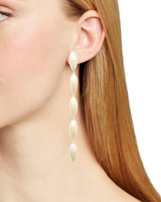 Dee Polished Pear Shoulder Sweeping Linear Drop Earrings