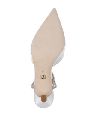 Women's Autumn Pointed Toe Pav&eacute; Embellished Mid Heel Pumps