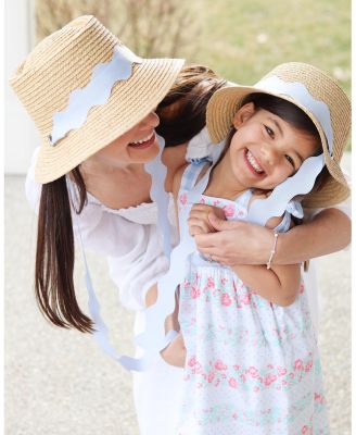 Girls' Straw Harbor Hat with Scalloped Ribbon - Little Kid, Big Kid