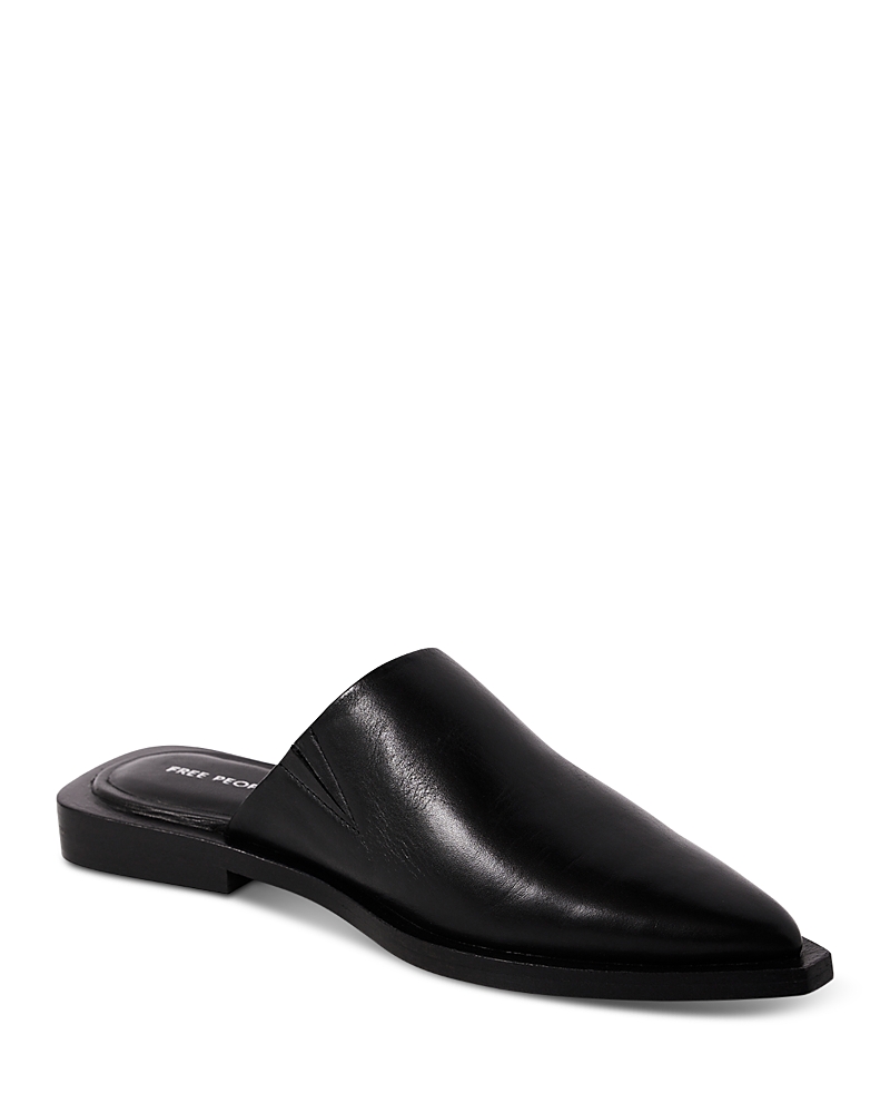 Free People Women's Becky Pointed Toe Mules In Black Leather