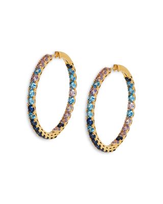 Nadri Multicolor Mixed Stone Hoop Earrings in 18K Gold Plated