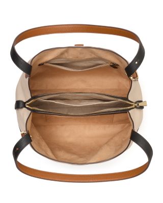 Deco Color Blocked Pebbled Leather Medium Shoulder Bag