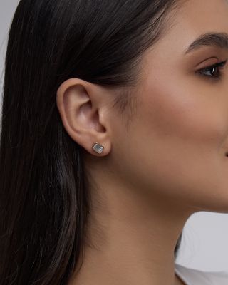 Certified Lab Grown Diamond Emerald-Cut Bezel Stud Earrings in 18K Yellow Gold, 2.0 tcw