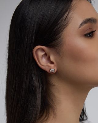 Certified Lab Grown Diamond Emerald-Cut Bezel Stud Earrings in 18K Yellow Gold, 3.0 tcw